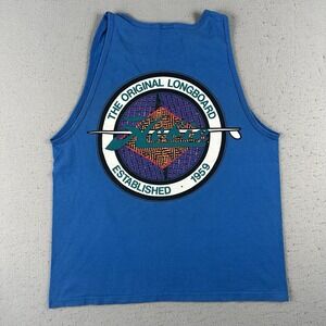 Vtg 90s Hobie Tank Top Shirt Men's Large Blue Surf Skater California‎ Longboard